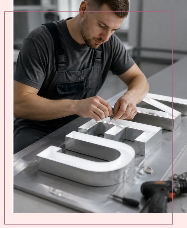 Изготовление и монтаж букв с лицевым свечением в Городце